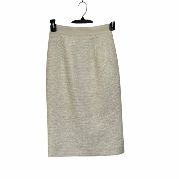 ✨Giambattista Valli Sz 4 / S US Cream Textured Pencil Skirt With Hidden Zipper✨